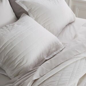 NWOT Organic Cotton Striped Stitch Quilted Pillow Shams